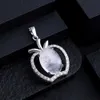 Natural Stone Crystal Carving Oval Apple Charms Tiger Eye Rose Quartz Rhinestone Women Pendants For Necklace Jewelry Making