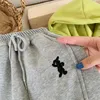 ズボン冬の男の子の少女厚いフリース秋の子供刺繍暖かいスポーツパンツキッズコットンエラスティックスウェットパンツ