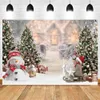 Wall Stickers Christmas Pography Backdrop Fireplace Tree Window Gift Snow Family Party Baby Portrait Background Decor 231027