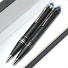 Ny ankomst Star-Walk Blue Crystal Top Rollerball Pen Ballpoint Pen Plating Relief Office Writing Ink Fountain Pen med serienummer