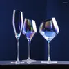 Weingläser, galvanisierte Farbe, bleifreies Kristallglas, roter Champagner, einteiliges Kelch-Home-Set