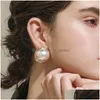 Korean Big Round Simated Pearl Stud Earrings For Women Etrendy New Classic Elegant Earing Fashion Jewelry Drop Delivery Dhgarden Oto1C