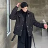 Herrjackor Syuhgfa 2023 Fashion tweed coat koreansk stil personlighet plysch stilig motorcykelkläder trend klassisk manlig ytterkläder