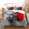 Bedding Sets Pink Rose Set Fashion Romantic Home Textile Single Double Size For Couple Woman Girls Bedroom Decor Flowers Duvet Cover