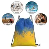 Sacs de courses drapeau bleu jaune Ukraine ukrainien imprimé cordon de rangement sac à dos adolescent sac de voyage poche multifonction