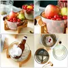 Bowls 800ml Glass Salad Bowl With Wooden Base Fruit Mixing Appetizer Dessert Plates Cup Snack Plate For Set