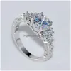 Moda sier pierścienie dla kobiet białe kamienie cyrkonowe pierścionek biżuteria ślubna upuszcza dostawa dhgarden otq7s