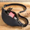 Midjepåsar Kontaktens 100 Crazy Horse Leather Packs Travel Fanny Pack For Men Bag Male Belt Multifunction Chest 231027