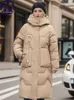 Veste parka en duvet pour femme, manteau chaud ample sous le genou, à capuche amovible, épais, à la mode, collection hiver 2023, 231027