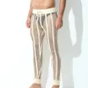 Herrens termiska underkläder Mens Bottoms Sexiga byxor Leggings Long Johns Perspektiv Stor mesh ut Sport Home Pyjama Pants 231027
