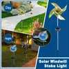 Decorações de jardim decorativo giradores de vento forjado moinho de ferro pintado estacas luz solar quintal decoração para casa ornamento