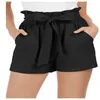 Women's Shorts Lace Bowknot Casual Fashion Pocket High Waist Belt Pants