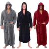 Mode décontracté hommes peignoirs flanelle Robe à capuche à manches longues Couple hommes femme Robe en peluche châle Kimono chaud mâle peignoir Coat2940