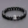 Black Eye Skull Hematite Bead Armband Men Classic Handmade 8mm Lava Stone Charm Armband For Men smycken present mode smyckenbåtar armband pärla stenar skalle