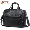 Laptop -väskor Joyir Men Portcases äkta läderhandväska 156 "Laptop Messenger Shoulder Bag for Documents Men's Business 231027