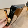 Polished leather Slingback Pumps Buckle decorate High sandals stiletto Heels women's Luxury Designer square pointed toe Slip-on Evening Party Fashion shoes With box
