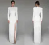 Civil Mono Side Slit Wedding Dress 2024 O-neck With Full Sleeve Floor Length Simple Bridal Gown For Woman Zip Back Vestidos De Noiva