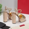 Buckle chunky Heel sandals Platform high-heeled shoes super high Evening shoes women high heeled Luxury Designers Ankle Wraparound shoe factory footwear