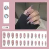 Falsas unhas 24 pcs chique strass roxo super longo quadrado falso francês elegante bailarina capa completa dicas imprensa em