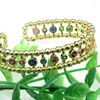 Bangle Luxury Jewelry Nickel Free High Quality Anti Fading Gold Plated Copper Multi CZ Setting 12mm Wide For Women