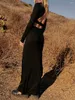 Юбки, комплекты юбок, женские комплекты из 2 предметов, сексуальный комплект с круглым вырезом и открытой спиной, укороченные топы с длинными рукавами, облегающее платье макси с разрезом