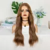 yielding Synthetic Wigs Lace wig for women with medium wine red long curly hair and large wavy curls