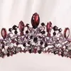 Fermagli per capelli fatti a mano Bronzo Perline di cristallo viola Corone nuziali Diademi Corona barocca Donna Strass Pageant Diadema Accessori da sposa