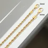 eManco Twisted Rope Chian Bracelet for Woman Hip Hop Punk 4MM Gold Color Stainless Steel Gold Color Necklace Fashion Jewelry Fashion JewelryBracelets stainless