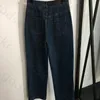 Pantaloni a due pezzi da donna firmati Moda Giacca di jeans Jeans Donna Bottoni ricamati Cappotto antivento Tuta a vita alta 9046