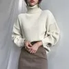 Chemisiers pour femmes automne hiver pull confortable élégant col haut coupe-vent conception élastique tricoté chaleur