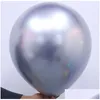 Party Decoration 50Pcs/Set 10Inch Glossy Decoration Metal Pearl Latex Balloons Thick Chrome Metallic Colors Inflatable Air Balls Globo Dhzef