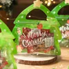 Christmas Gift Bags with Handles Plastic Stand Up Zipper Pouch Unique Merry Christmas Candy Bag With Clear Front Window for Holiday Party Favor