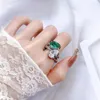 Bagues de cluster 2023 Goutte d'eau Vert Blanc Double Couleur CZ Bague pliante pour femmes de mariage de fiançailles bijoux cadeau de Saint Valentin