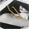 Bracciale Chian con corda intrecciata per donna Hip Hop Punk 4 mm Collana in acciaio inossidabile color oro Gioielli di moda Consegna a goccia Dhgarden Otlcl