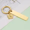 Keychains Lanyards 10Pcs Lot Mirror Polished Stainless Steel Strip Blank Hollow House Keychains For DIY Souvenir Gifts Women Mens Car Key 231027