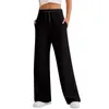 Pantaloni da donna Donna Yoga Palestra Danza Vita alta con coulisse Leggings a gamba larga Pantaloni tinta unita per correre Jogging larghi