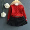 Brand Baby Children Knitwear Zestawy Ubrania Dzieci Stroje jesienne zima sweter krótka spódnica dwuczęściowe dziewczyny garnitury z długim rękawem