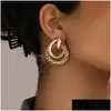 Nowe kolczyki o skręcie mody dla kobiet przesadzone złoty kolor metalowy kolczyka Europejska biżuteria do ucha Oorbellen Drop dhgarden otk9a