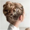 Crystal Rhinestone Flower Pearl Habit Pin Head Tiara For Women Bride Girl Wedding Bridal Akcesoria biżuteria Dro dhgarden otsuo