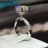 Vecalon Heart Flower 925 Sterling Silver Ring 5A Zircon CZ Crystal Engagement Wedding Band Rings for Women Bridal Jewelry Gift230i