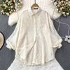 Women's Blouses Clothland Women Elegant White Black Tassel Blouse Lantern Sleeve Basic Shirt Cute Office Wear Casual Tops Blusa LA968