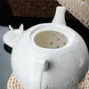 Conjuntos de chá cerâmica café bule europeu branco borboleta alívio bule osso china água ware açúcar tigela leite jarro casa barra decoração