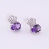 Stud Earrings Natural Amethyst Crown Type Exquisite And Elegant Vintage Jewelry For Women Fashion Trend 2023 Party