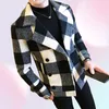 Men039s шерстяное пальто 2021 брендовая одежда для мужчин высокого качества для отдыха в клетку из шерстяной ткани пальто мужские приталенные зимние теплые пальто2732489