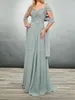 Dark Platinum Mother of the Bride Dresses with Wrap Chiffon Wedding Party Dress with Beads