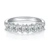 Luster Trendy 925 Sterling Silver Gold Plated Prong Set 2.1ct Princess Cut Half Moissanite Eternity Band for Women