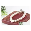 Beaded Fashion White Pearl Bracelets Bangles Bead Opal Charm Love Womens Breast Bridal Cancer Awareness Strand Lots Factory Price Drop Dh8Dp