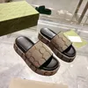 Hurtownia 2024 Nowa platforma sandałowa Slipper Mule Slide Fashion Canvas Luksusowy projektant butów Lady Sandale Sandale Women Men Summer Beach Flat Sliders z pudełkiem 35-46