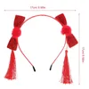 Bandanas Hair Barrettes Dziewczyny Chiński styl Akcesoria Tassel Rok Hanfu Furry Balls Child