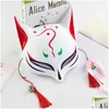 Máscaras de festa Fox Máscara Japonês Cosplay Máscaras Kitsune Meia Face Pvc Festival Masquerade Party Halloween Rave Traje Drop Delivery Home Dh3Ms